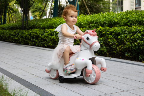 Tricicleta electrica pentru fetite, Kinderauto Poney 40W 6V, culoare Roz pal [14]
