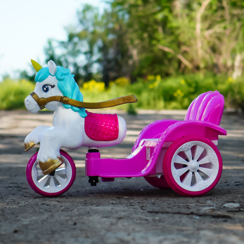 Tricicleta pentru copii, trasura regala pentru printese, Kinderauto Fairy tales 35W 6V, culoare Roz [2]
