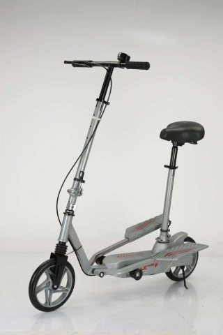 Trotineta Kinderauto Pegasus, cu pedale si scaun, reglabila si pliabila, sistem amortizare si franare, roti cauciuc pline, gri [17]
