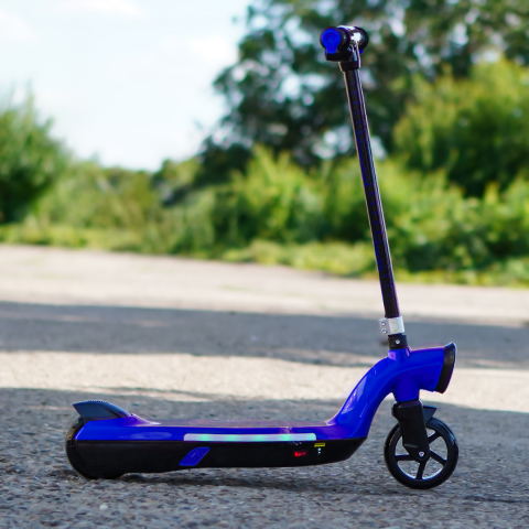 Trotineta electrica pentru copii Kinderauto BJKL168, 45W, 12V 7Ah, lumini ambientale, roti moi, albastra [2]