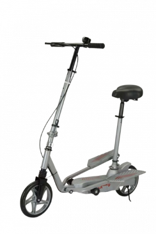 Trotinete & Biciclete Electrice - Trotineta Kinderauto Pegasus, cu pedale si scaun, reglabila si pliabila, sistem amortizare si franare, roti cauciuc pline, gri