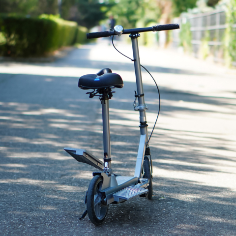 Trotineta Kinderauto Pegasus, cu pedale si scaun, reglabila si pliabila, sistem amortizare si franare, roti cauciuc pline, gri [7]