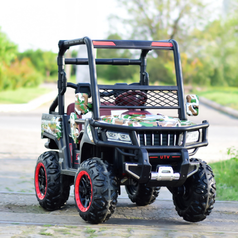 UTV electric 4x4, pentru 2 copii, Kinderauto Super-Carrier 140W 12V Premium, culoare Verde Camuflaj [1]