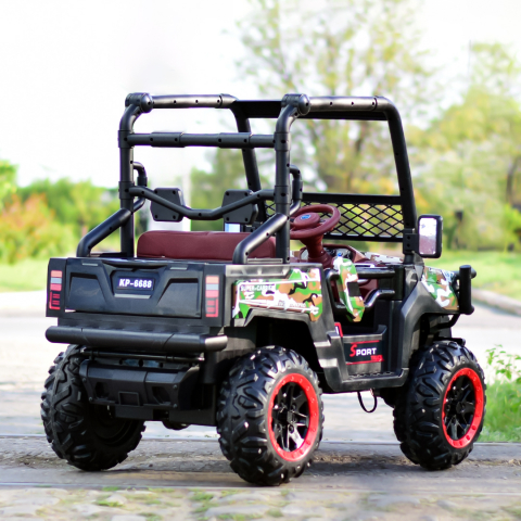 UTV electric 4x4, pentru 2 copii, Kinderauto Super-Carrier 140W 12V Premium, culoare Verde Camuflaj [8]