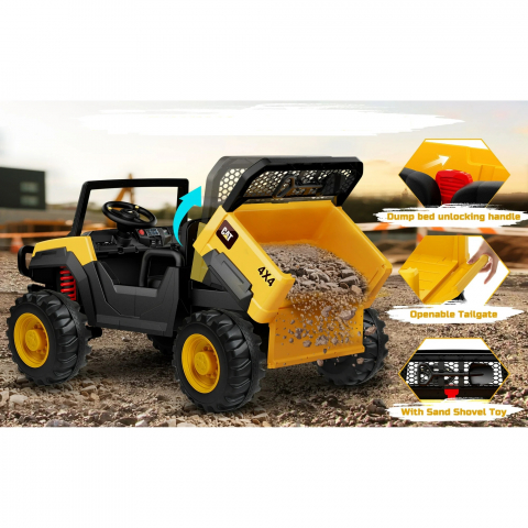 UTV electric pentru 2 copii Caterpilar CAT 90W 12V 10Ah, standard, culoare Galben [2]