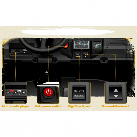 UTV electric pentru 2 copii Caterpilar CAT 90W 12V 10Ah, standard, culoare Galben [4]