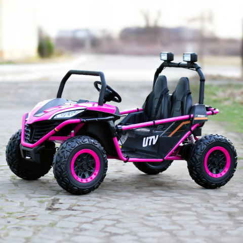 UTV electric pentru 2 copii Kinderauto Dune-Buggy 300W 24V, cu roti MOI, culoare Rose [4]