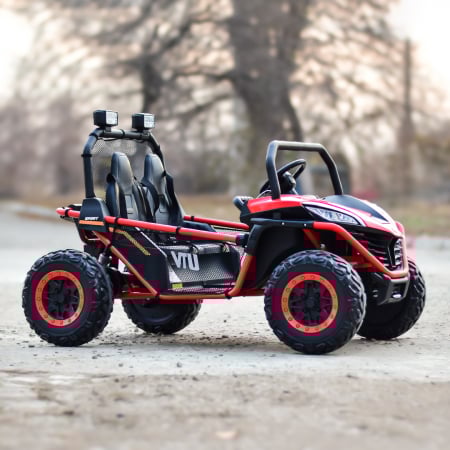 UTV electric pentru 2 copii Kinderauto Dune-Buggy 300W 24V, cu roti MOI, culoare Rosie [4]