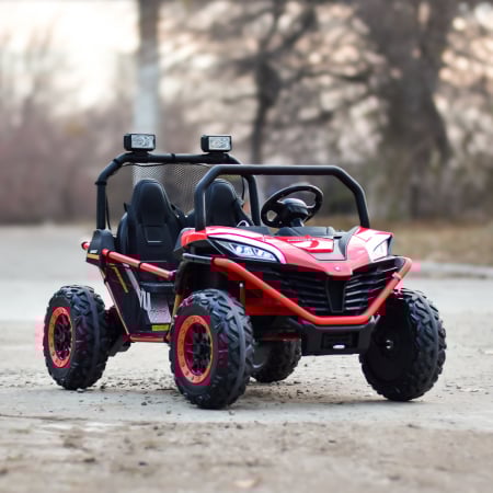 UTV electric pentru 2 copii Kinderauto Dune-Buggy 300W 24V, cu roti MOI, culoare Rosie [1]
