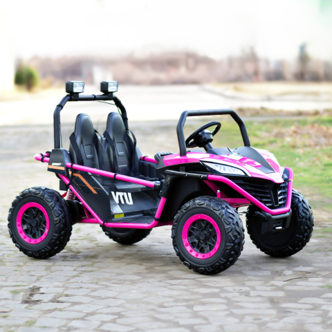 UTV electric pentru 2 copii, Kinderauto Dune-Buggy, 4x4, 200W, 12V, cu roti MOI, rose [9]