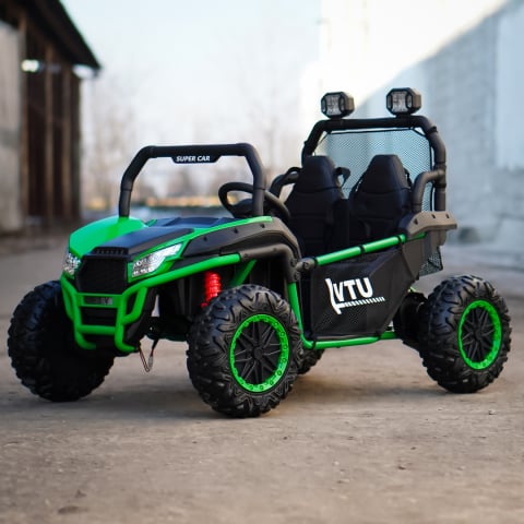 UTV electric pentru 2 copii, Kinderauto Dune-Buggy V2, 800W, 24V 10Ah, echipare premium, verde [2]