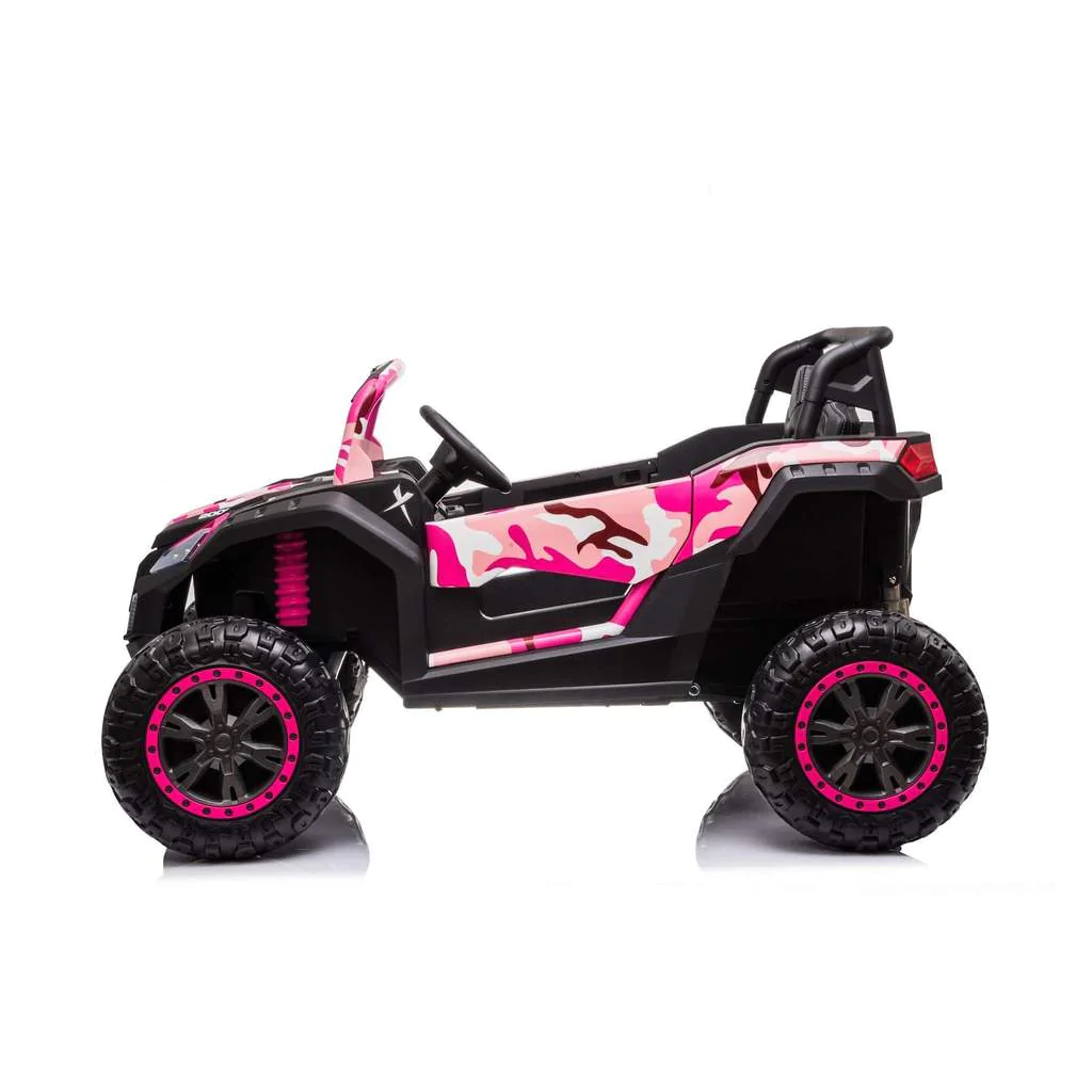 UTV electric pentru 2 copii, Racing 300W 4x4 24V cu ROTI MOI #Pink Camo [1]