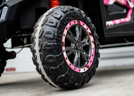 UTV electric pentru 2 copii, Racing 300W 4x4 24V cu ROTI MOI #Pink Camo [5]