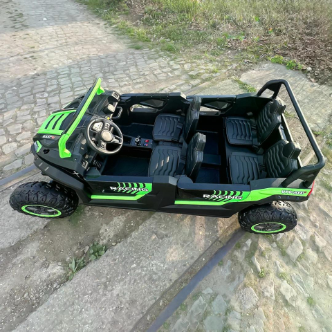 UTV electric pentru copii, 4 locuri, Kinderauto Racing 600W, 24V 20Ah, premium, roti moi EVA, scaun tapitat, verde [7]