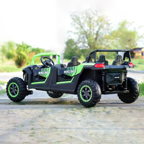 UTV electric pentru copii, 4 locuri, Kinderauto Racing 600W, 24V 20Ah, premium, roti moi EVA, scaun tapitat, verde [3]
