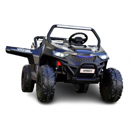 Masinute electrice - UTV electric pentru copii cu 2 locuri, Kinderauto BJS612, 90W 12V, bluetooth, amortizoare fata/spate, culoare Negru