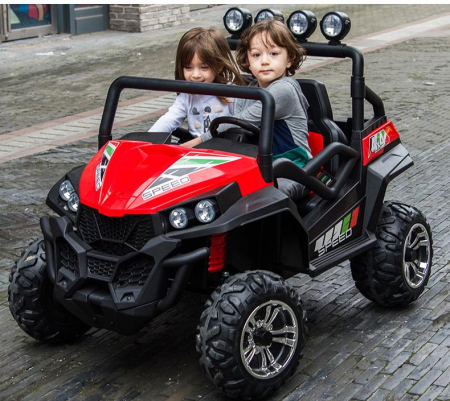 UTV electric pentru copii Golf-Kart S2588, 4 motoare, roti moi, scaun dublu tapitat 180W PREMIUM #Rosu [1]