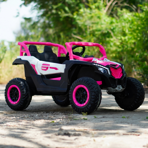 UTV electric pentru copii, Kinderauto Warrior, 4x4, 120W, 12V 7Ah, echipare Premium, culoare roz [8]
