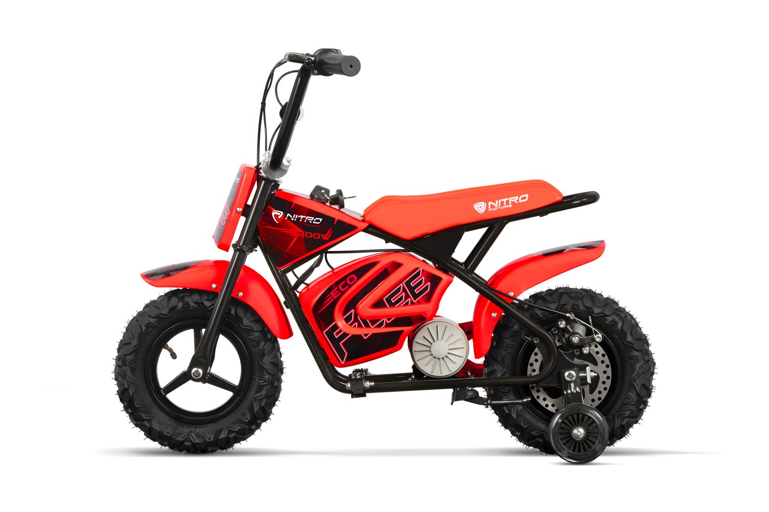 Mini Motocicleta electrica cu roti ajutatore, NITRO ECO Flee 300W 24V, culoare Rosu