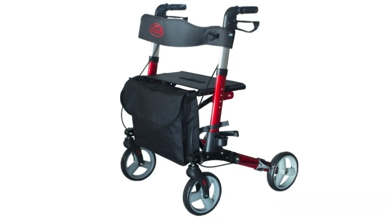 Rolator ortopedic pliabil cu 4 roti si geanta - Rosu [2]