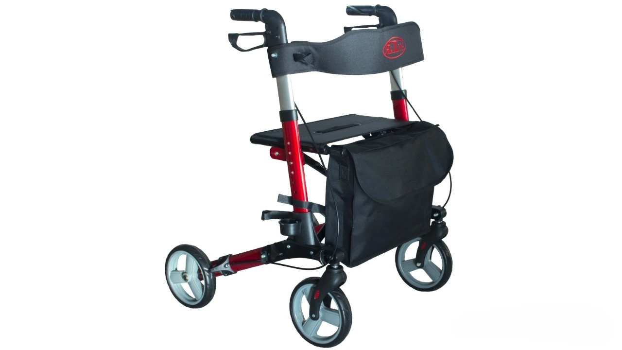 Rolator ortopedic pliabil cu 4 roti si geanta - Rosu [1]