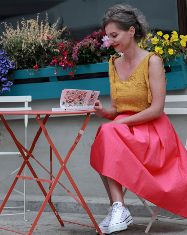 Fuste - Fustă midi în cute, culoare fucsia - Kitisimo®