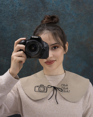 Guler detasabil,culoare bej, broderie cu aparat foto [1]