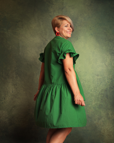 Rochie asimetrica, cu volane, verde, Zaz [1]