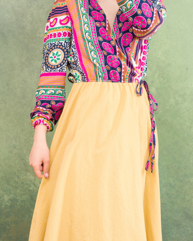 Rochie dama,  maneci lungi, lungime medie, talie pe elastic, parte peste parte [1]