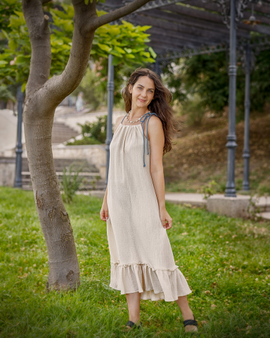 Rochii - Rochia femei, din panza topita Deko Natura
