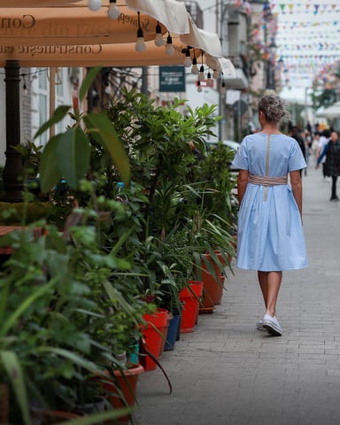 Rochie midi, cordon în talie [1]