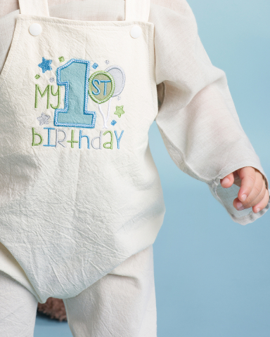 Salopeta copii, alba fara maneci, aniversare 2 ani, broderie personalizata | Kitisimo [1]