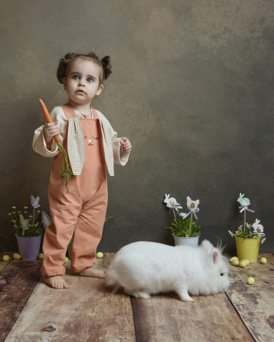 Salopete copii și bebeluși - Salopeta Copii, model Iepuras, peach fuzz| Kitisimo