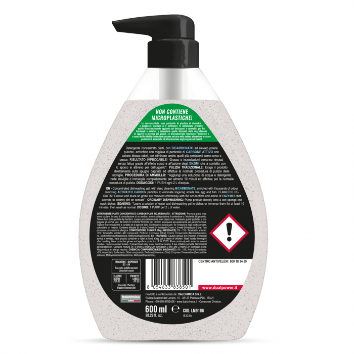 Detergent Concentrat Vase Dual Power cu Bicarbonat si Carbon, 600 ml [2]