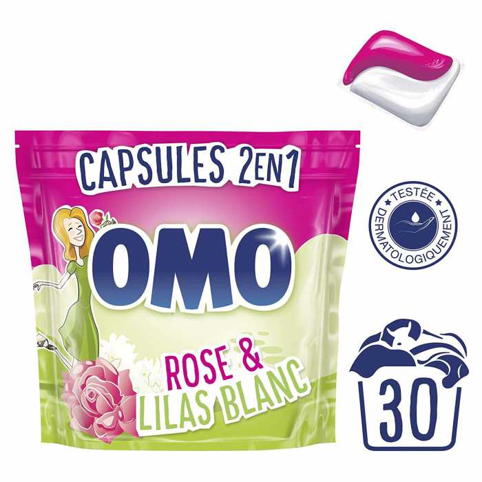 Detergent de rufe capsule OMO Rose si Lilas Blanc, 30 spalari [3]