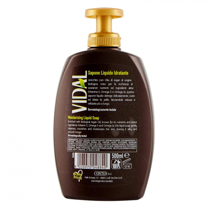 Sapun Lichid hidratant Vidal cu Ulei de Argan Bio, 500 ml [2]