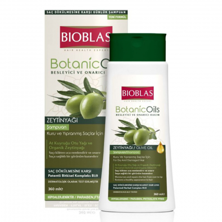 Ingrijire par - Sampon Bioblas Botanic Oils cu ulei de masline pentru par uscat si deteriorat, 360 ml