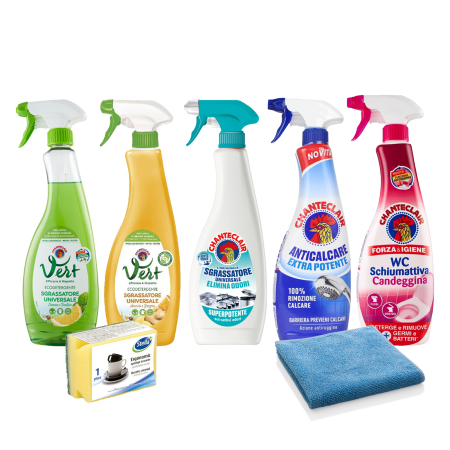 Detergenti universali - Set Curatenie Universala Chanteclair – Degresant, Anticalcar, Detergent, Laveta si Burete