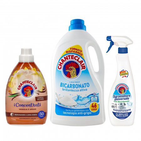 Set de Ingrijire pentru Rufe Albe cu Bicarbonat, Detergent Rufe, Balsam de Rufe si Degresant ChanteClair [0]