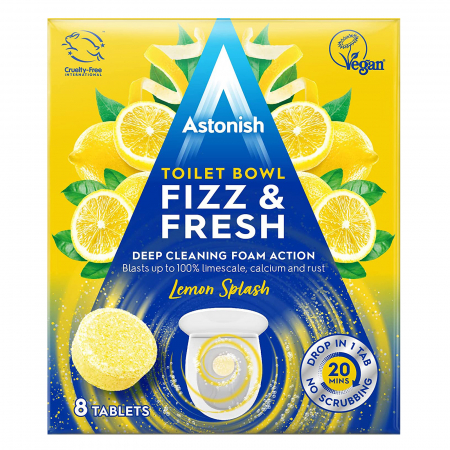 Odorizant toaleta - Tablete pentru curatarea vaselor de toaleta, Astonish Lemon Splash 8 buc