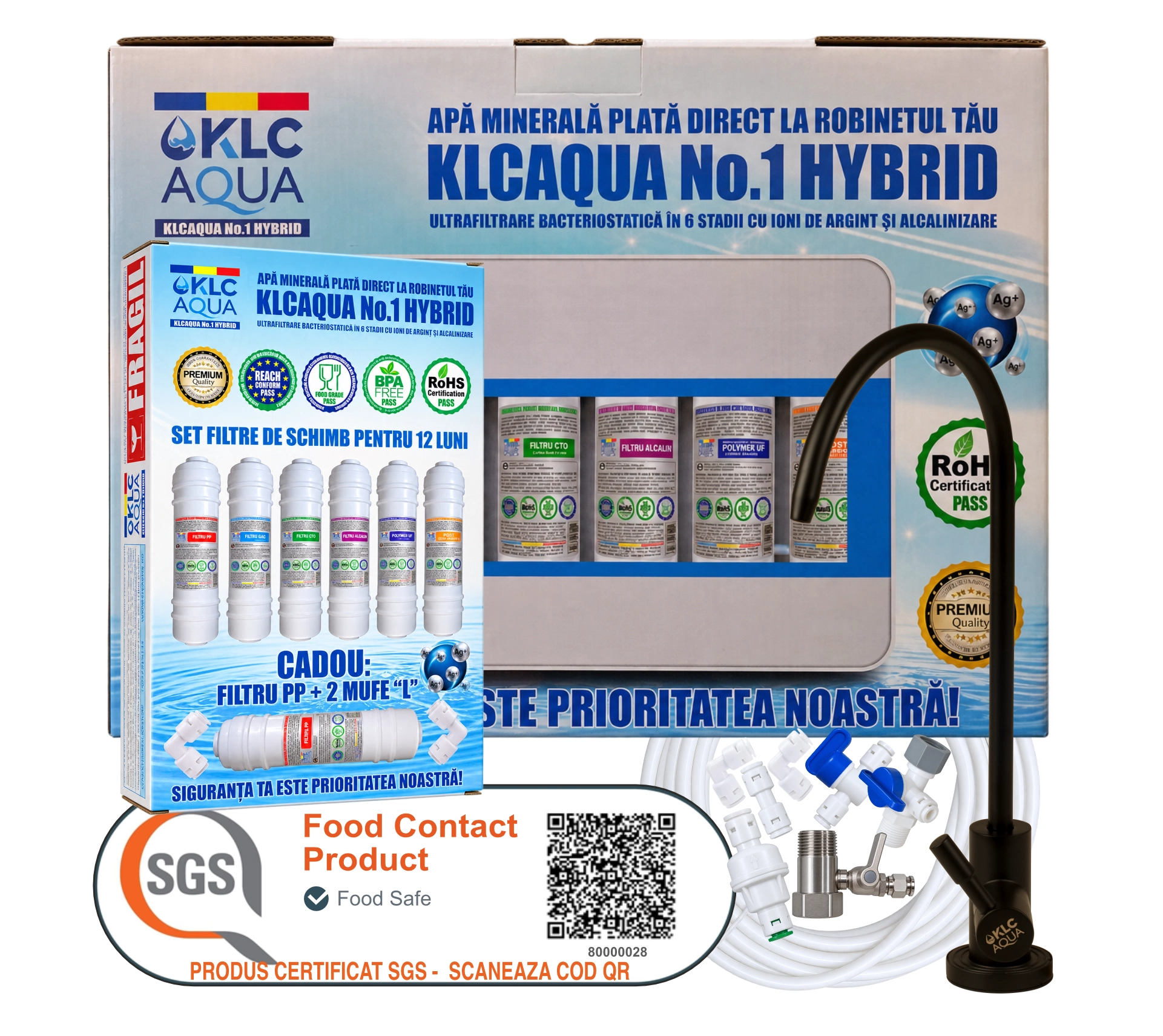 SHOP - Sistem de ultrafiltrare KLCAQUA No.1 HYBRYD 0,01 microni in 6 stadii de filtrare cu alcalinizare
