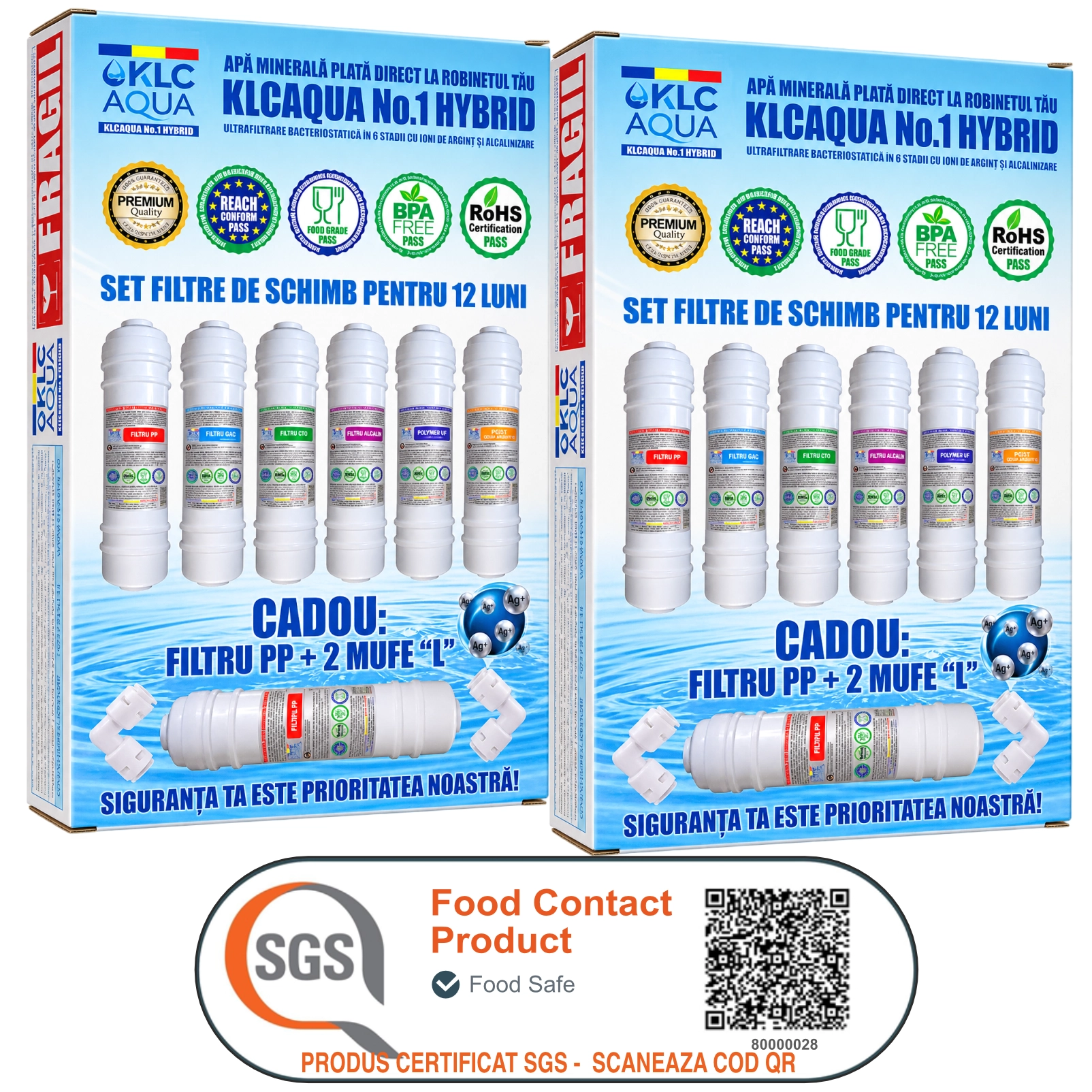Sisteme de filtrare a apei potabile - PACHET 14 FILTRE CU IONI DE ARGINT - KLCAQUA No.1 HYBRID (24 LUNI) ( 2 X PACHET 7 FILTRE KLCAQUA No.1 HYBRID)