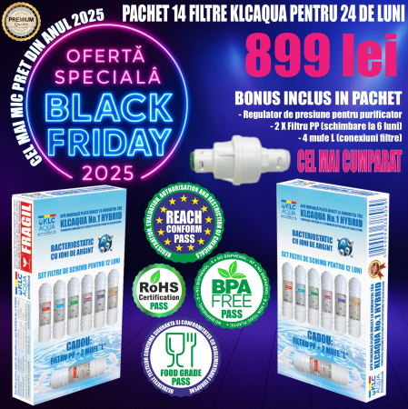 Sisteme de filtrare a apei potabile - PACHET 14 FILTRE CU IONI DE ARGINT - KLCAQUA No.1 HYBRID (24 LUNI) ( 2 X PACHET 7 FILTRE KLCAQUA No.1 HYBRID)