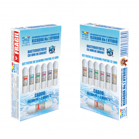 Sisteme de filtrare a apei potabile - Pachet 14 filtre pentru 2 ani  cu ioni de argint - 2 X PACHET 7 FILTRE SCHIMB KLCAQUA No.1 HYBRID