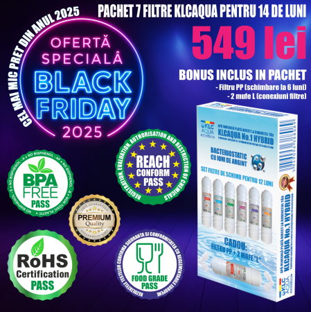 Sisteme de filtrare a apei potabile - PACHET 7 FILTRE CU IONI DE ARGINT - KLCAQUA No.1 HYBRID (12 LUNI)