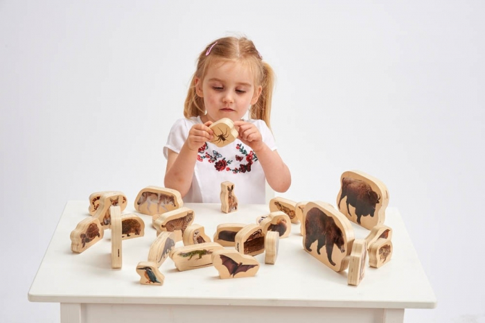 Blocuri de lemn cu animale sălbatice, TickiT, set de 30 [4]