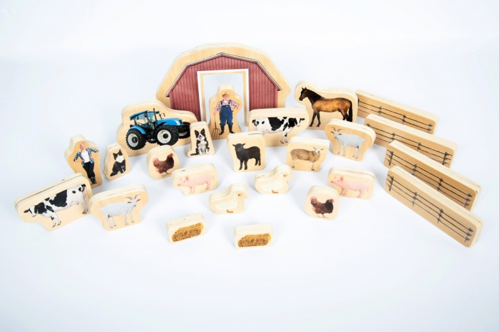 Blocuri din lemn Ferma, TickiT, set de 25 [5]