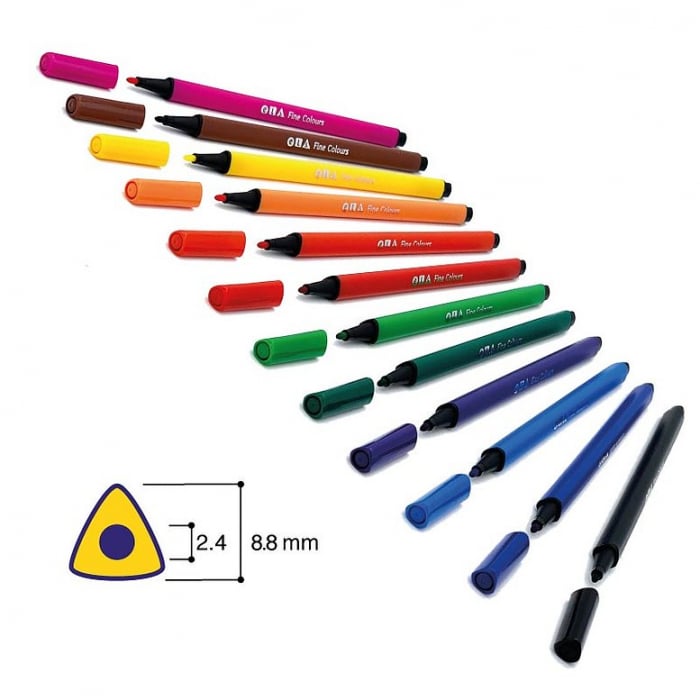 Cariocă triunghiulară cu grosime de linie 2 mm. [2]