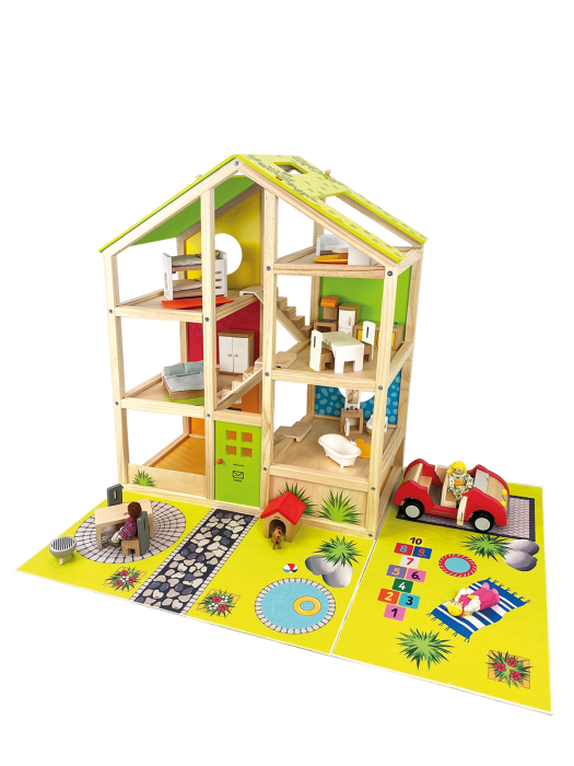 Casă de păpuși XXL cu spațiu exterior, set de joacă complex [4]