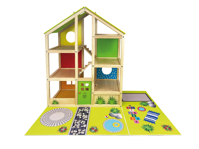 Casă de păpuși XXL cu spațiu exterior, set de joacă complex [2]
